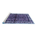 Sideview of Machine Washable Persian Blue Traditional Rug, wshtr4335blu