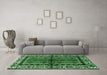 Machine Washable Persian Emerald Green Traditional Area Rugs in a Living Room,, wshtr4335emgrn