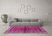 Machine Washable Persian Pink Traditional Rug in a Living Room, wshtr4335pnk