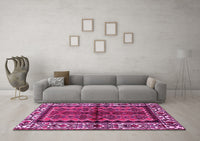 Machine Washable Persian Pink Traditional Rug, wshtr4335pnk