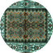 Round Persian Turquoise Traditional Rug, tr4335turq