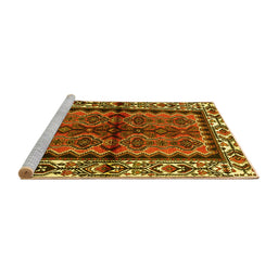 Sideview of Machine Washable Persian Yellow Traditional Rug, wshtr4335yw