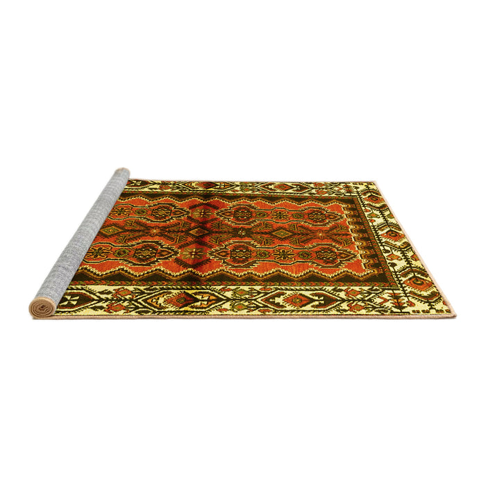 Sideview of Machine Washable Persian Yellow Traditional Rug, wshtr4335yw