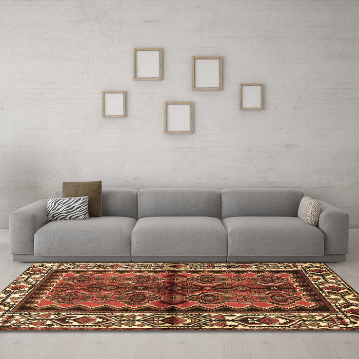 Machine Washable Persian Brown Traditional Rug in a Living Room,, wshtr4335brn