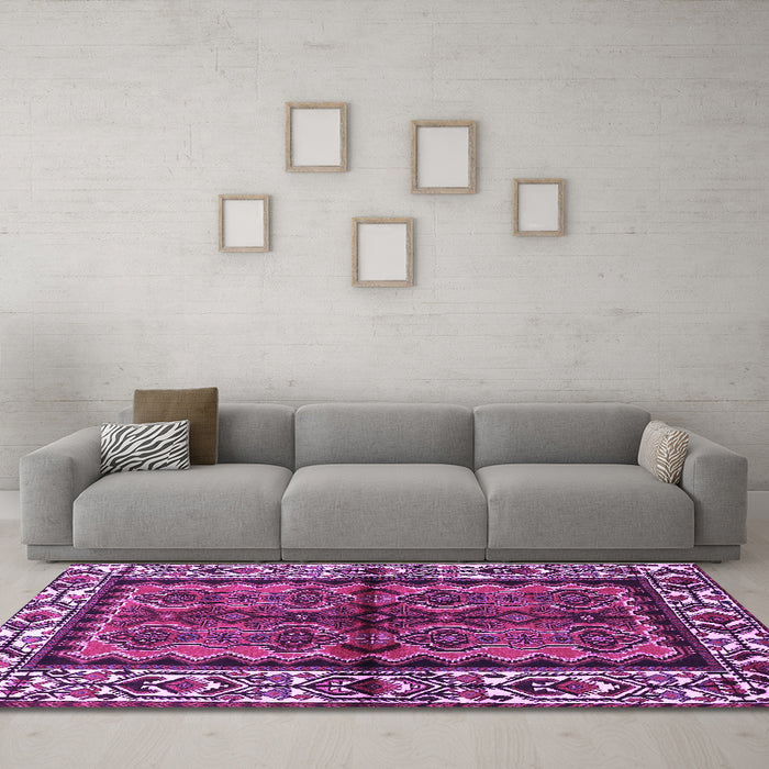 Machine Washable Persian Purple Traditional Area Rugs in a Living Room, wshtr4335pur