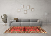 Machine Washable Persian Orange Traditional Rug, wshtr4335org