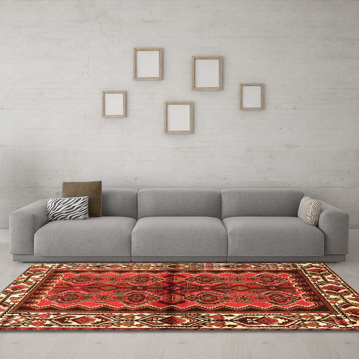 Machine Washable Persian Orange Traditional Area Rugs in a Living Room, wshtr4335org