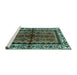 Sideview of Machine Washable Persian Turquoise Traditional Area Rugs, wshtr4335turq