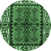 Round Persian Emerald Green Traditional Rug, tr4335emgrn