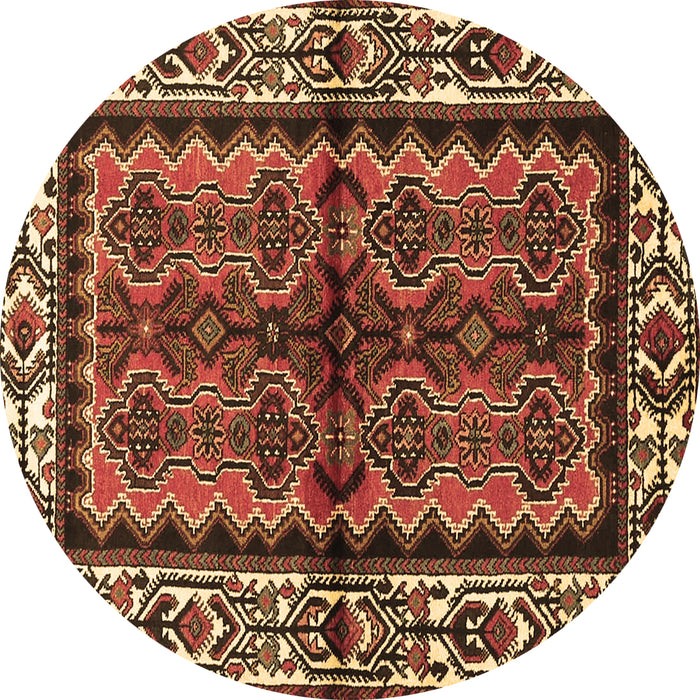 Round Machine Washable Persian Brown Traditional Rug, wshtr4335brn