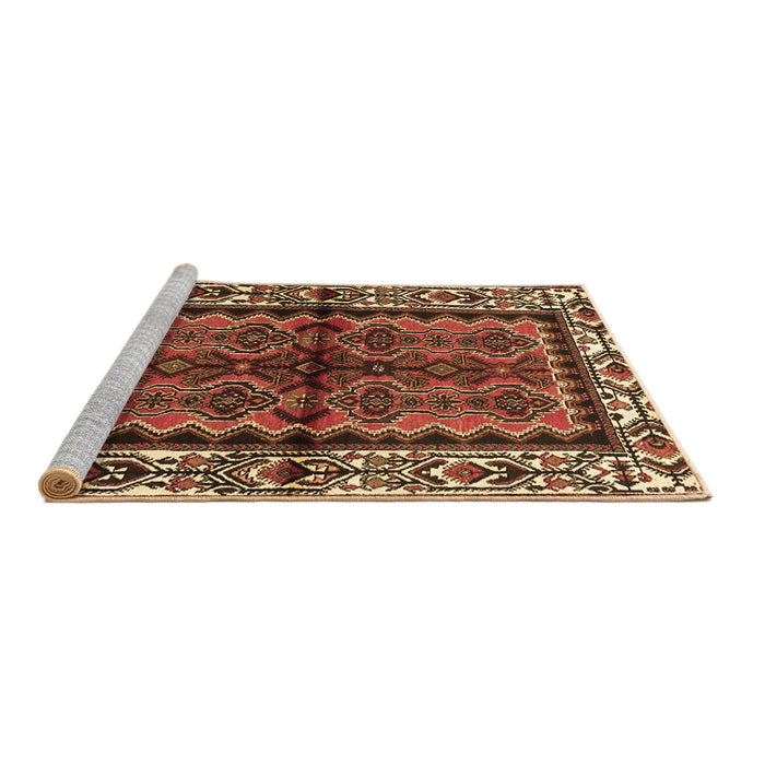 Sideview of Machine Washable Persian Brown Traditional Rug, wshtr4335brn