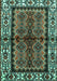 Machine Washable Persian Turquoise Traditional Area Rugs, wshtr4335turq