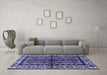 Machine Washable Persian Blue Traditional Rug in a Living Room, wshtr4335blu