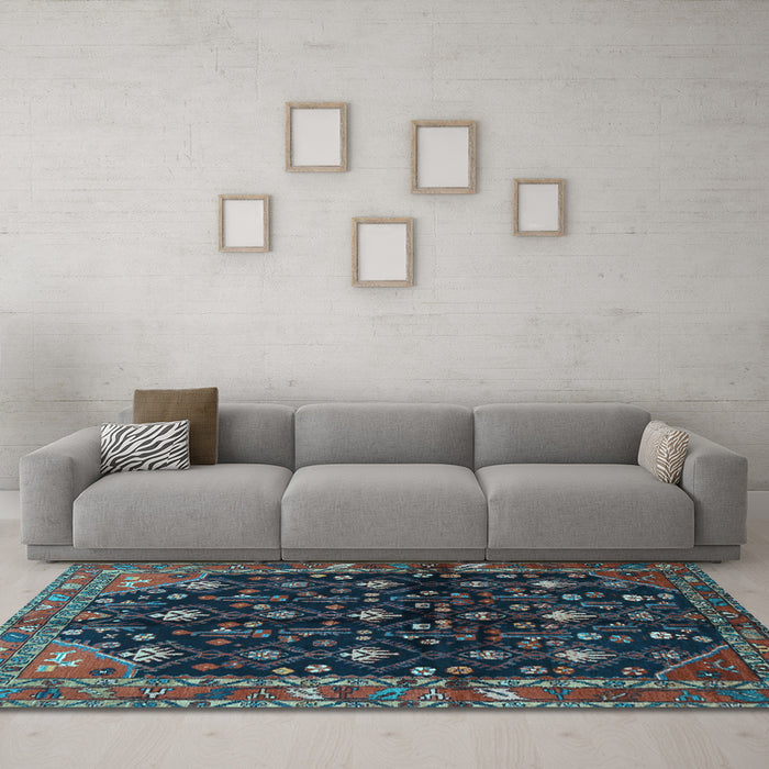 Machine Washable Persian Light Blue Traditional Rug in a Living Room, wshtr4336lblu