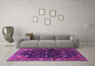 Machine Washable Persian Purple Traditional Area Rugs in a Living Room, wshtr4336pur