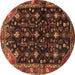 Round Machine Washable Persian Brown Traditional Rug, wshtr4336brn