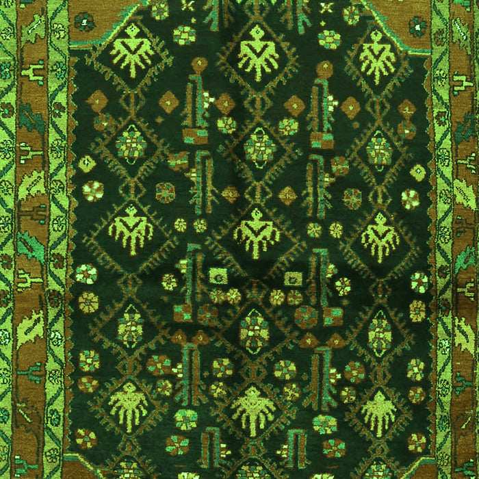 Serging Thickness of Machine Washable Persian Green Traditional Area Rugs, wshtr4336grn