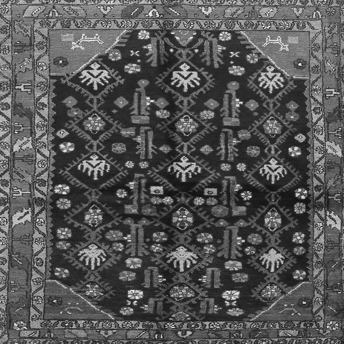 Round Machine Washable Persian Gray Traditional Rug, wshtr4336gry