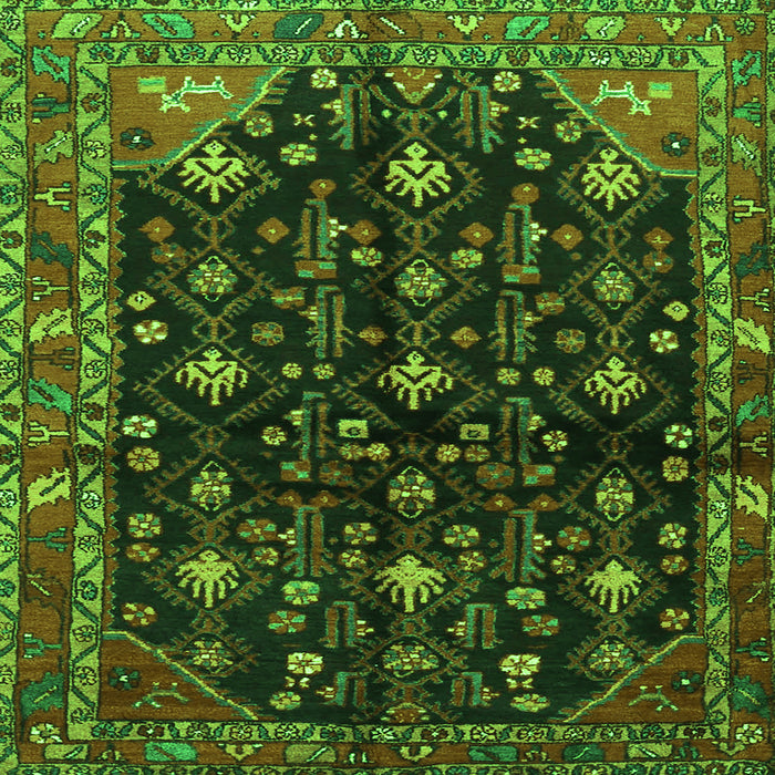 Round Machine Washable Persian Green Traditional Area Rugs, wshtr4336grn
