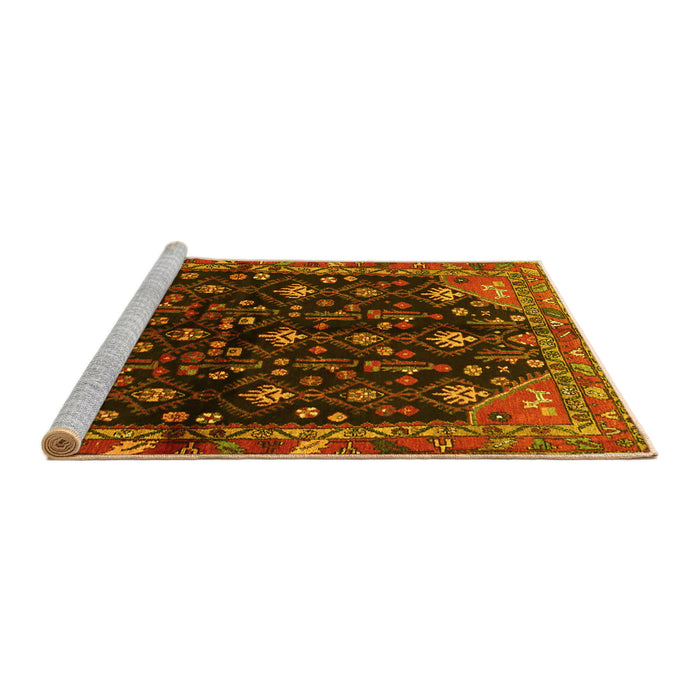 Sideview of Machine Washable Persian Yellow Traditional Rug, wshtr4336yw