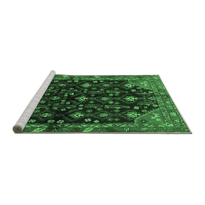 Sideview of Machine Washable Persian Emerald Green Traditional Area Rugs, wshtr4336emgrn