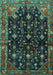 Machine Washable Persian Turquoise Traditional Area Rugs, wshtr4336turq