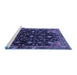 Sideview of Machine Washable Persian Blue Traditional Rug, wshtr4336blu