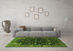 Machine Washable Persian Green Traditional Area Rugs in a Living Room,, wshtr4336grn