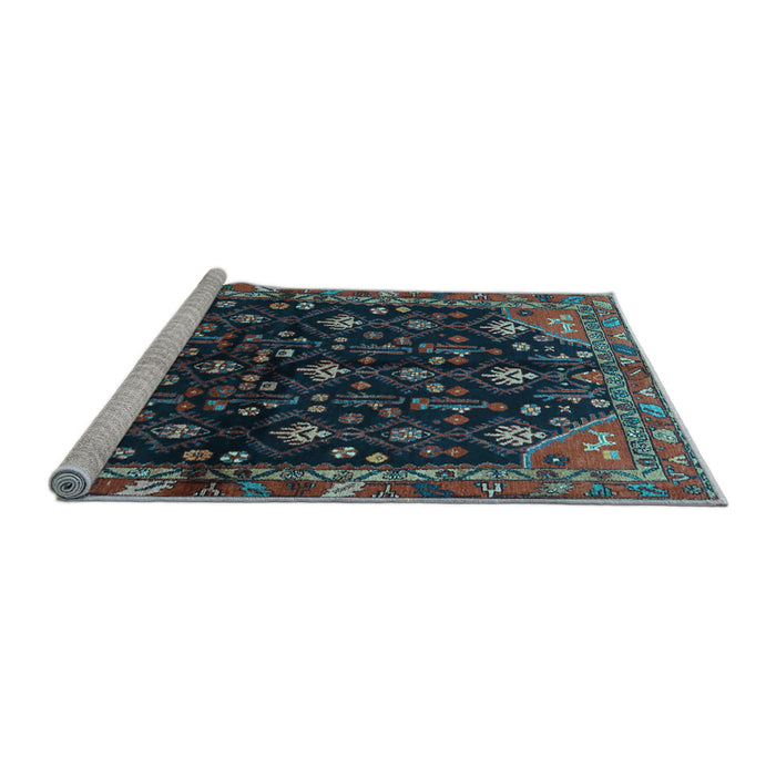 Sideview of Machine Washable Persian Light Blue Traditional Rug, wshtr4336lblu