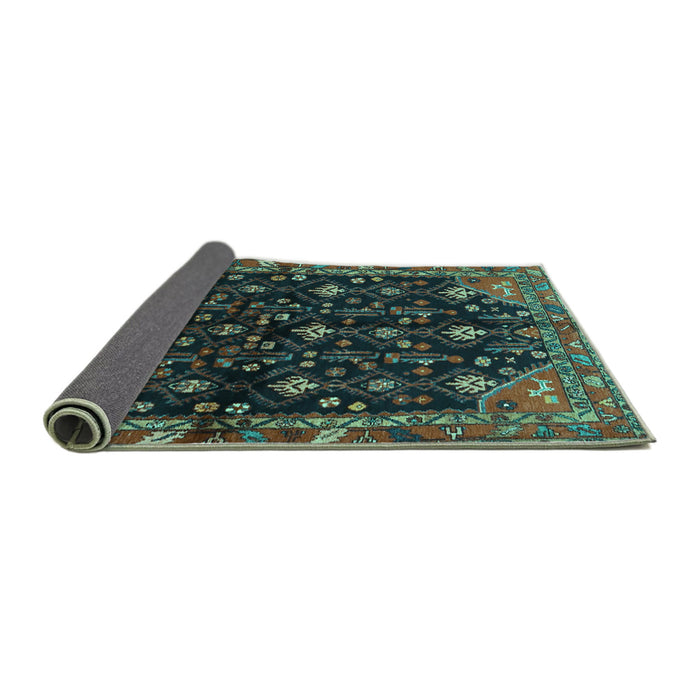 Sideview of Persian Turquoise Traditional Rug, tr4336turq