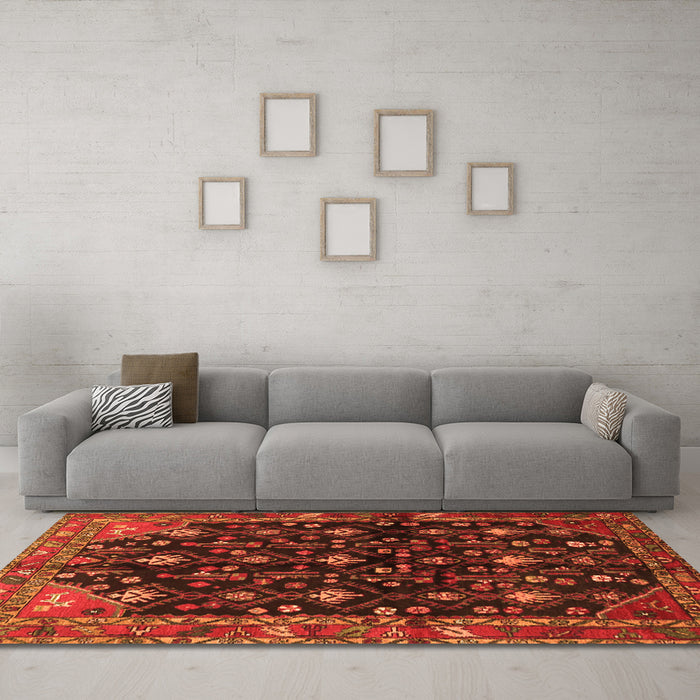 Machine Washable Persian Orange Traditional Area Rugs in a Living Room, wshtr4336org