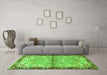 Machine Washable Persian Green Traditional Area Rugs in a Living Room,, wshtr4337grn