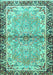 Machine Washable Persian Turquoise Traditional Area Rugs, wshtr4337turq