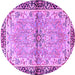 Round Persian Purple Traditional Rug, tr4337pur