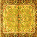 Square Machine Washable Persian Yellow Traditional Rug, wshtr4337yw