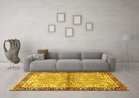 Machine Washable Persian Yellow Traditional Rug, wshtr4337yw