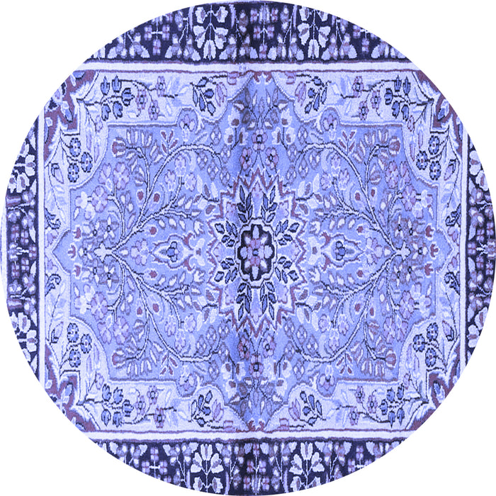 Round Persian Blue Traditional Rug, tr4337blu