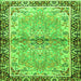 Round Machine Washable Persian Green Traditional Area Rugs, wshtr4337grn