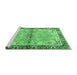 Sideview of Machine Washable Persian Emerald Green Traditional Area Rugs, wshtr4337emgrn