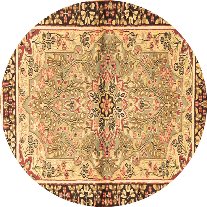 Round Persian Brown Traditional Rug, tr4337brn