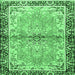 Square Machine Washable Persian Emerald Green Traditional Area Rugs, wshtr4337emgrn