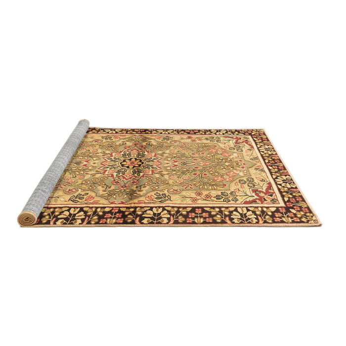 Sideview of Machine Washable Persian Brown Traditional Rug, wshtr4337brn