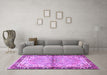 Machine Washable Persian Purple Traditional Area Rugs in a Living Room, wshtr4337pur