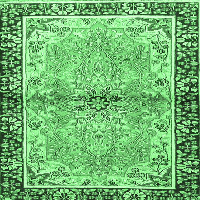 Square Persian Emerald Green Traditional Rug, tr4337emgrn