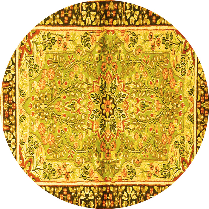 Round Persian Yellow Traditional Rug, tr4337yw
