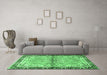 Machine Washable Persian Emerald Green Traditional Area Rugs in a Living Room,, wshtr4337emgrn