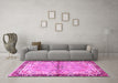 Machine Washable Persian Pink Traditional Rug in a Living Room, wshtr4337pnk