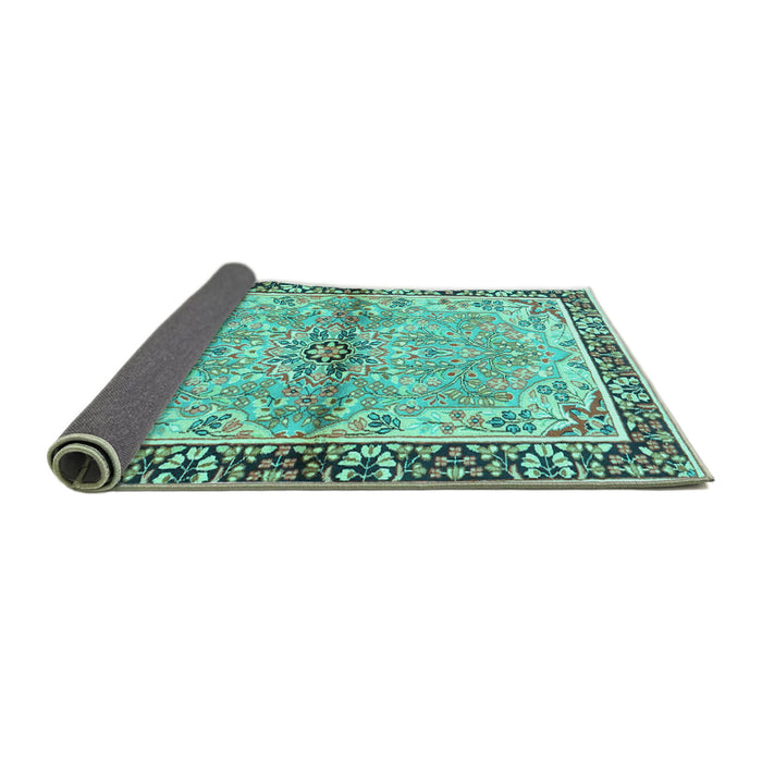 Sideview of Persian Turquoise Traditional Rug, tr4337turq