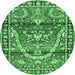 Round Persian Emerald Green Traditional Rug, tr4338emgrn
