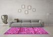 Machine Washable Persian Pink Traditional Rug in a Living Room, wshtr4338pnk